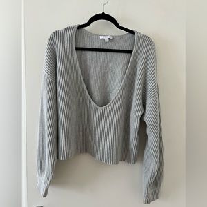 Lunya Cozy Knit Blend Cropped Sweater in grey